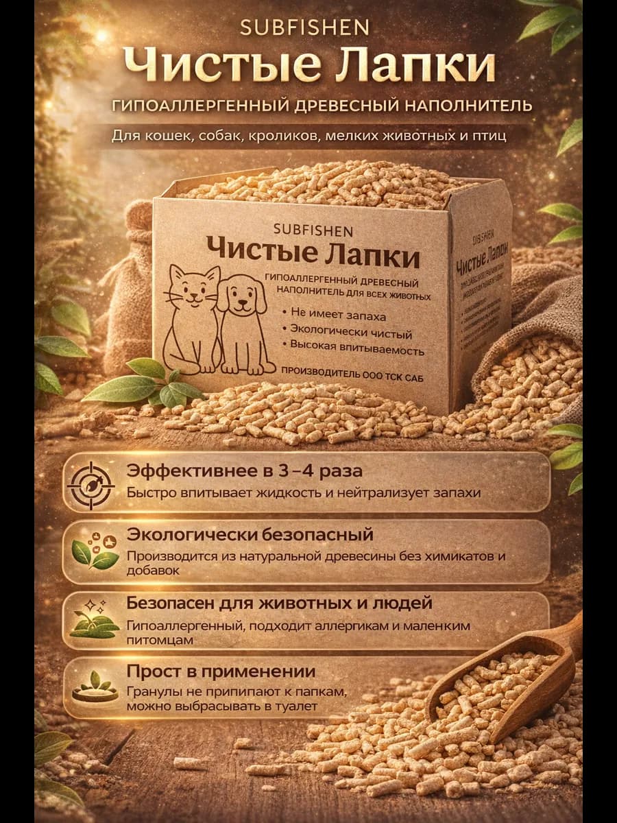 Древесный наполнитель для животных 6 килограмм