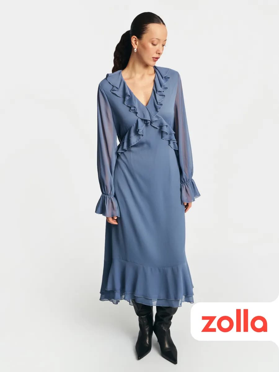 Женское платье макси с воланами шифон - фото 1