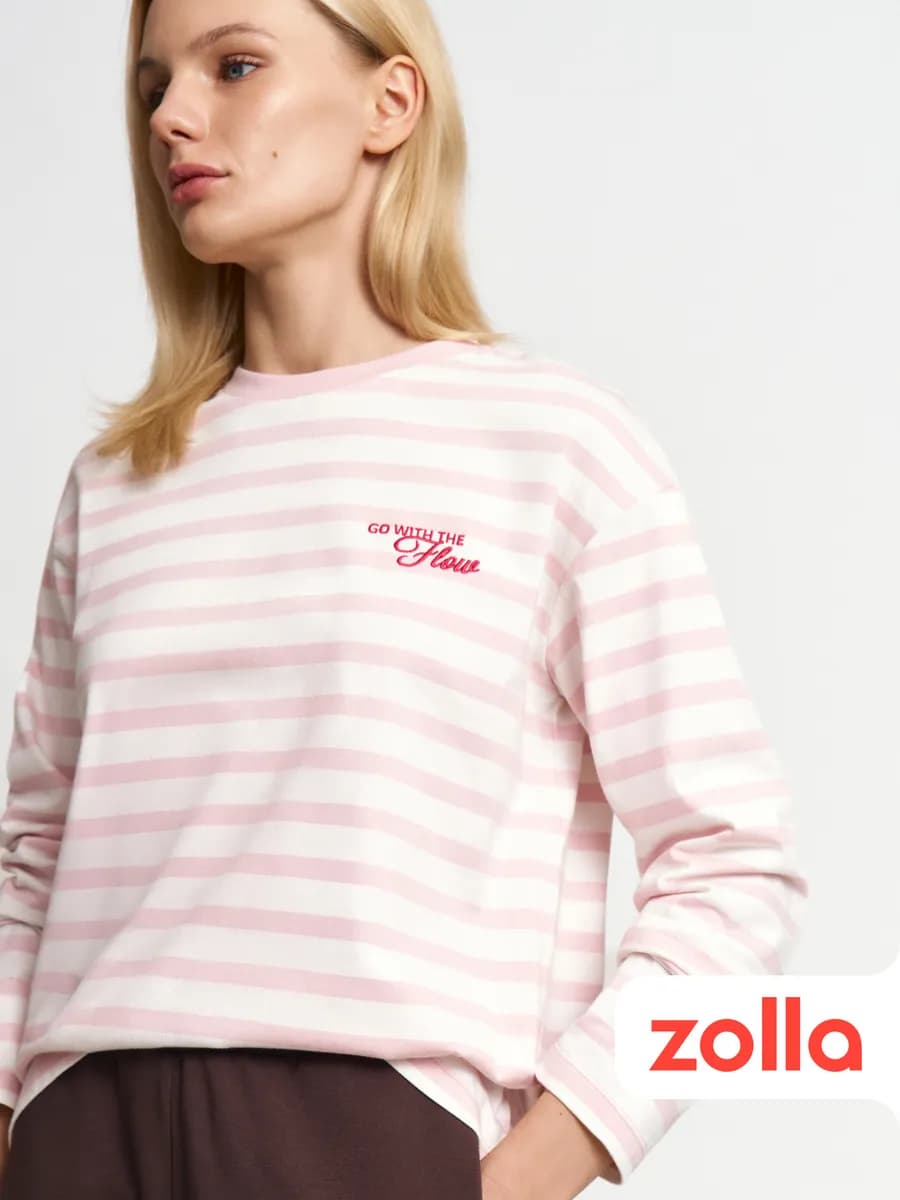 Женский лонгслив-тельняшка из хлопка - фото 1