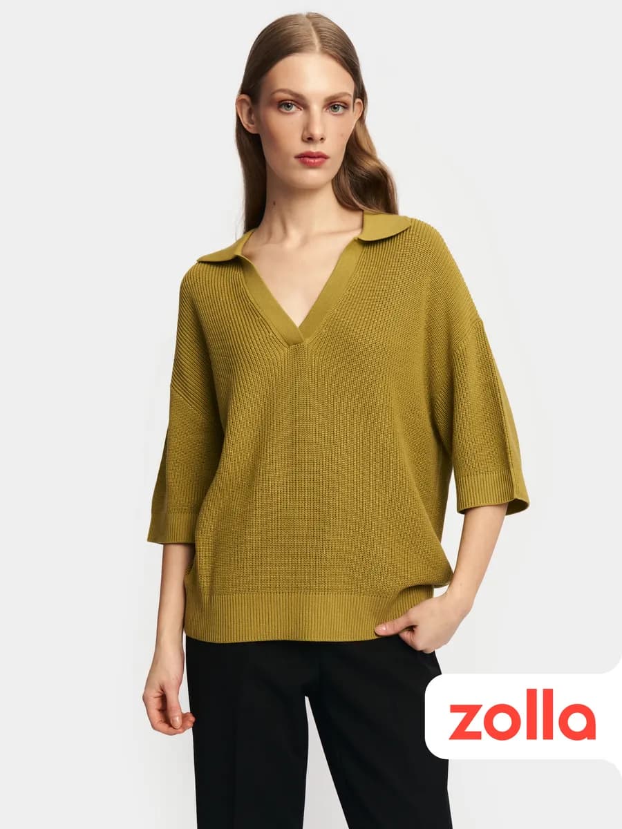 Женский джемпер поло короткий рукав