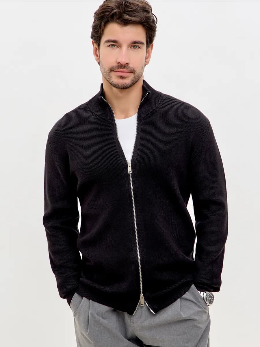 Кардиган на молнии офисный кофта теплая