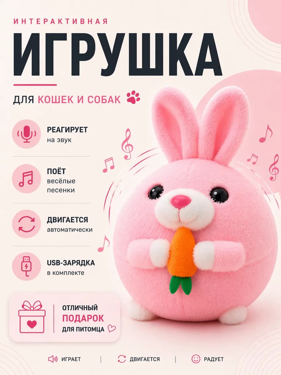 Игрушка для собак интерактивная зайчик