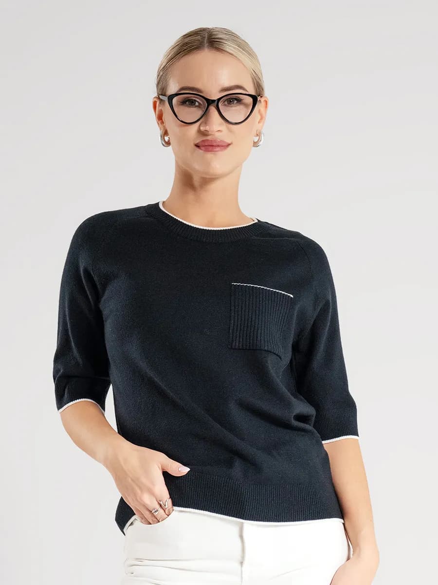 Джемпер вязаный в офис с коротким рукавом