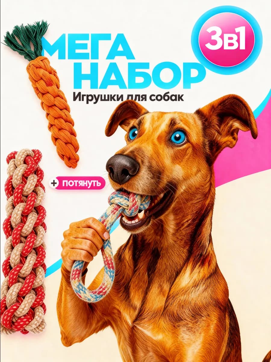 Игрушки 3 шт для щенков и собак мелких,крупных и средних