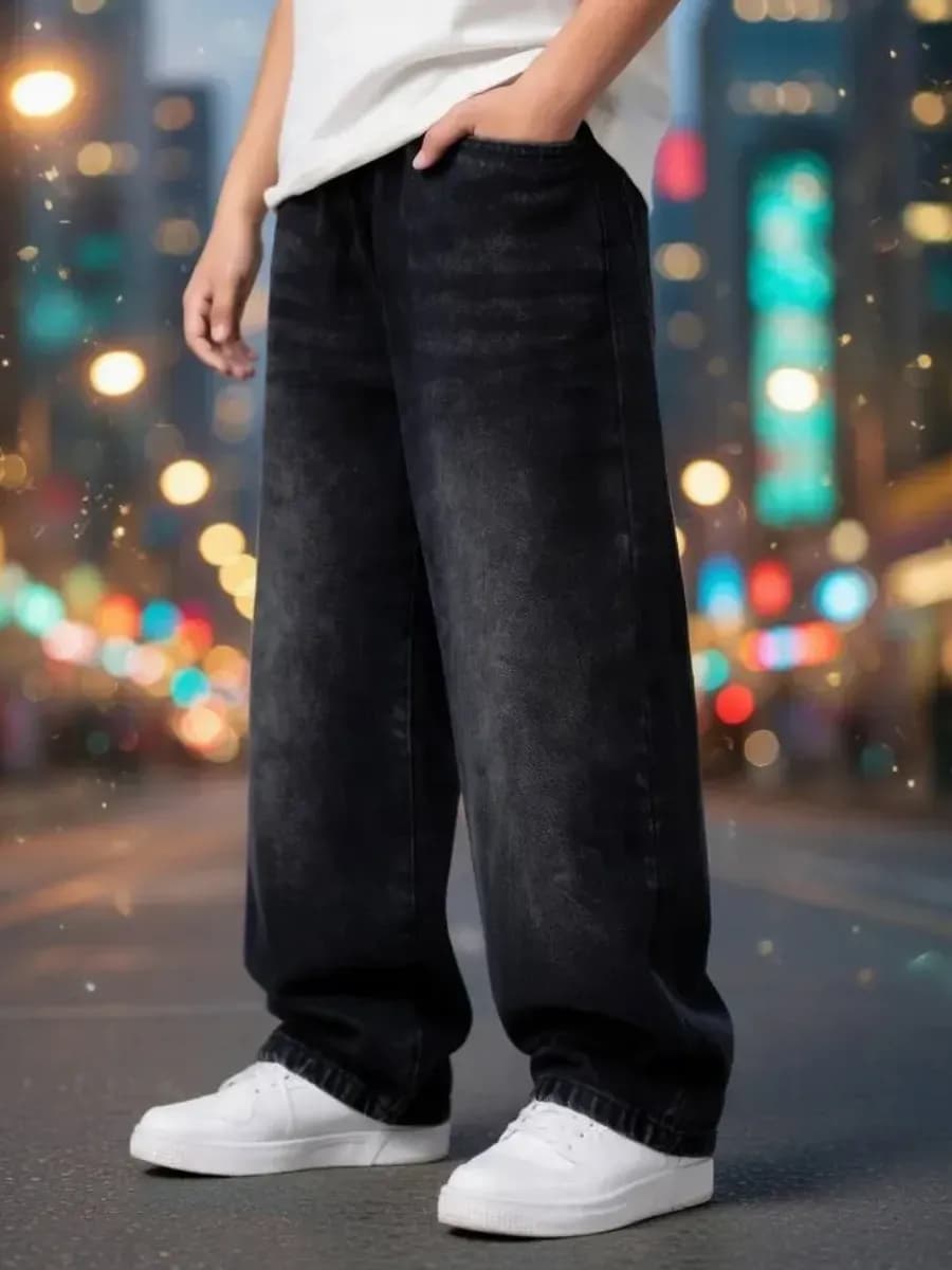 Джинсы багги широкие