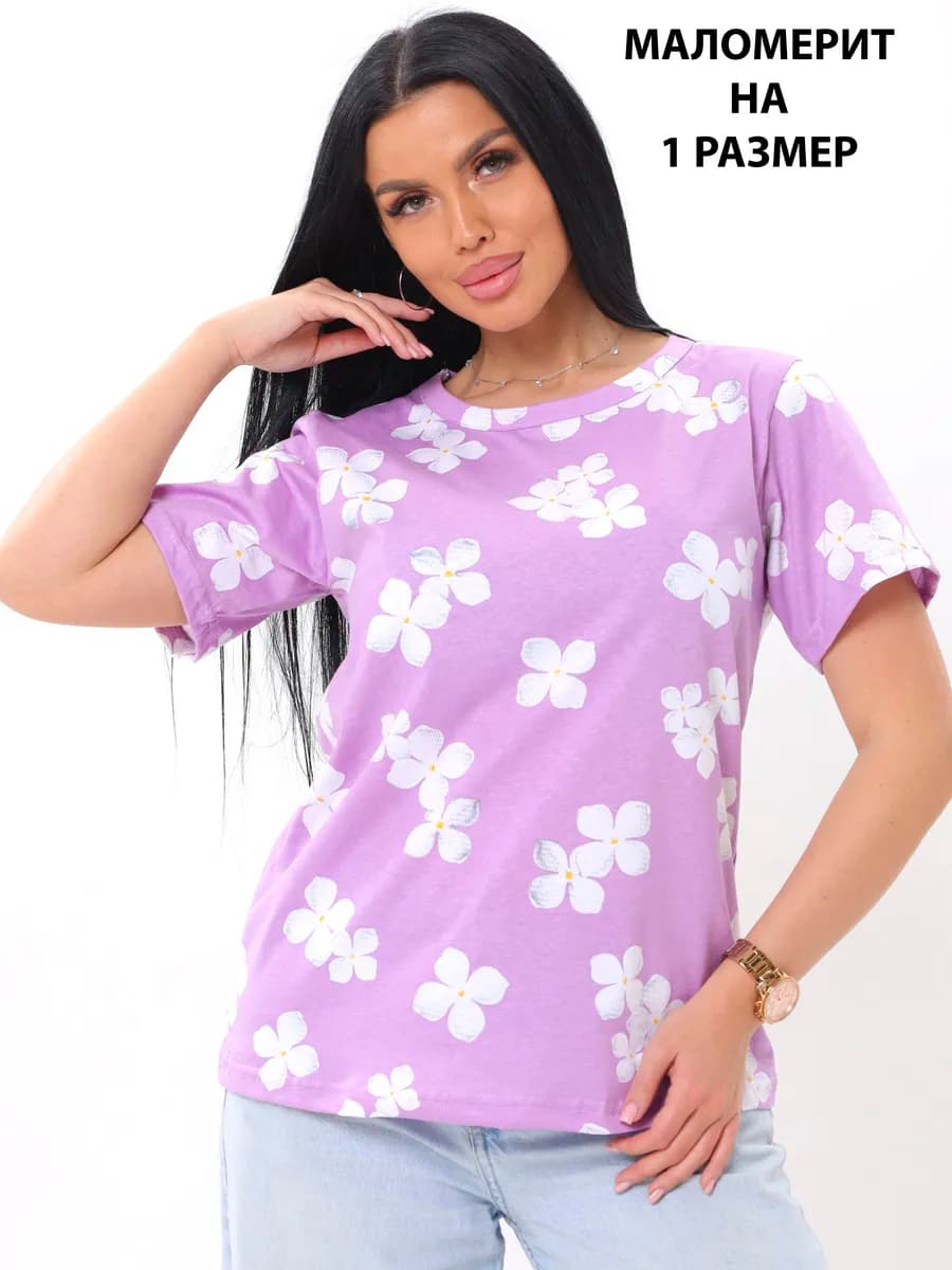 Футболка базовая женская летняя из хлопка - фото 1