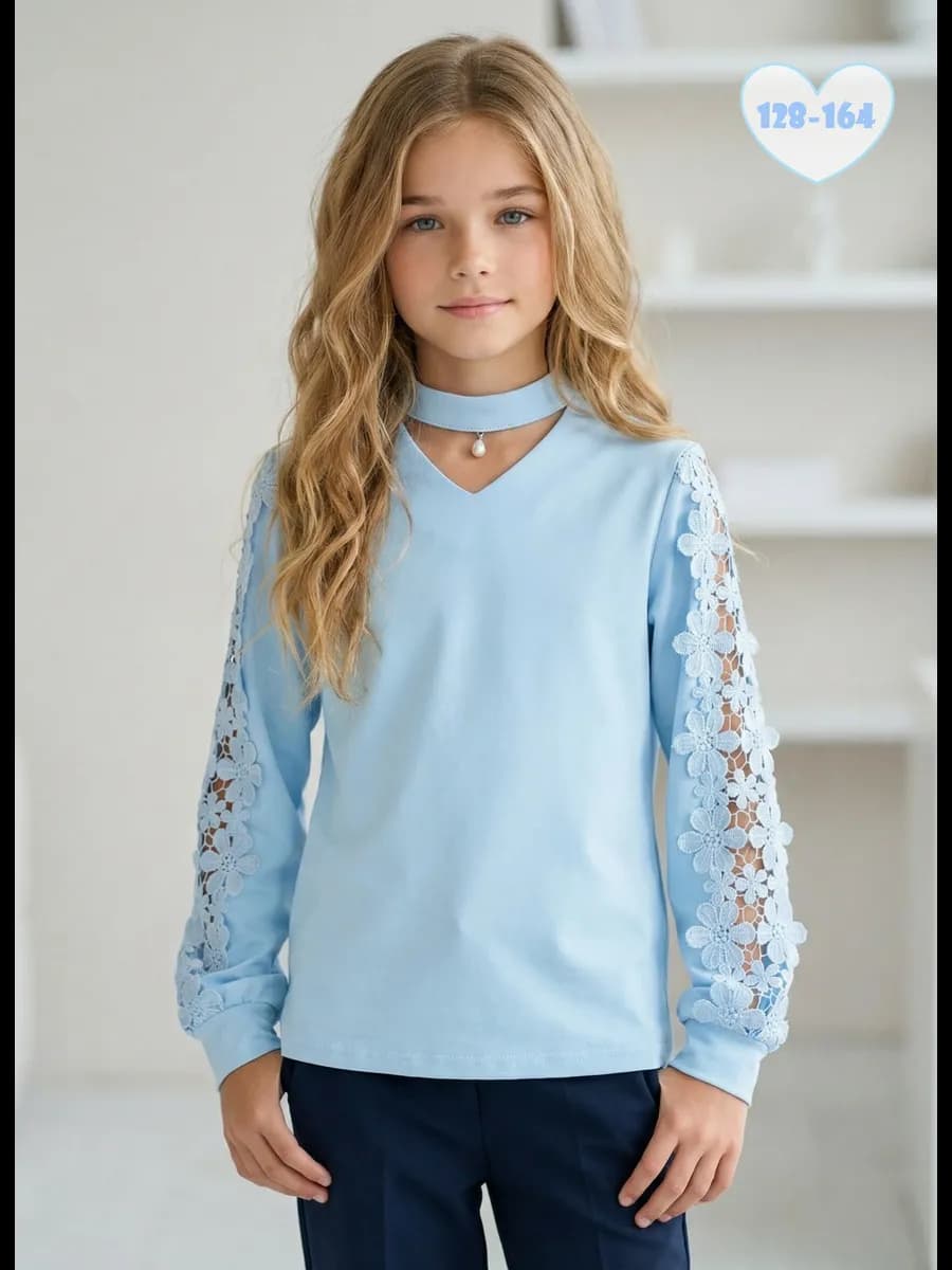 Блузка школьная с длинным рукавом