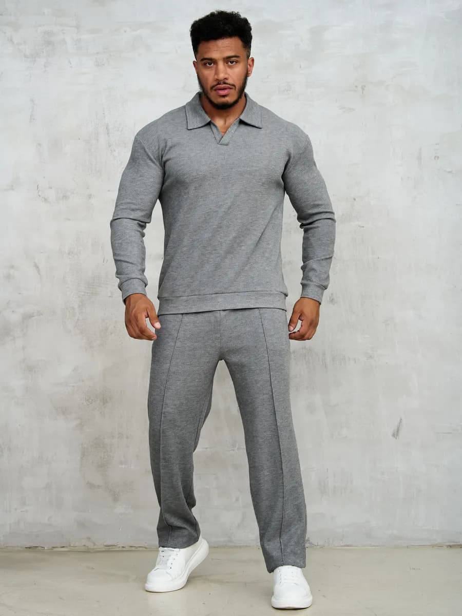 Костюм с брюками вельвет серый