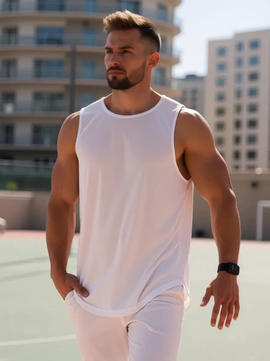 Майка спортивная свободная без рукавов для бега