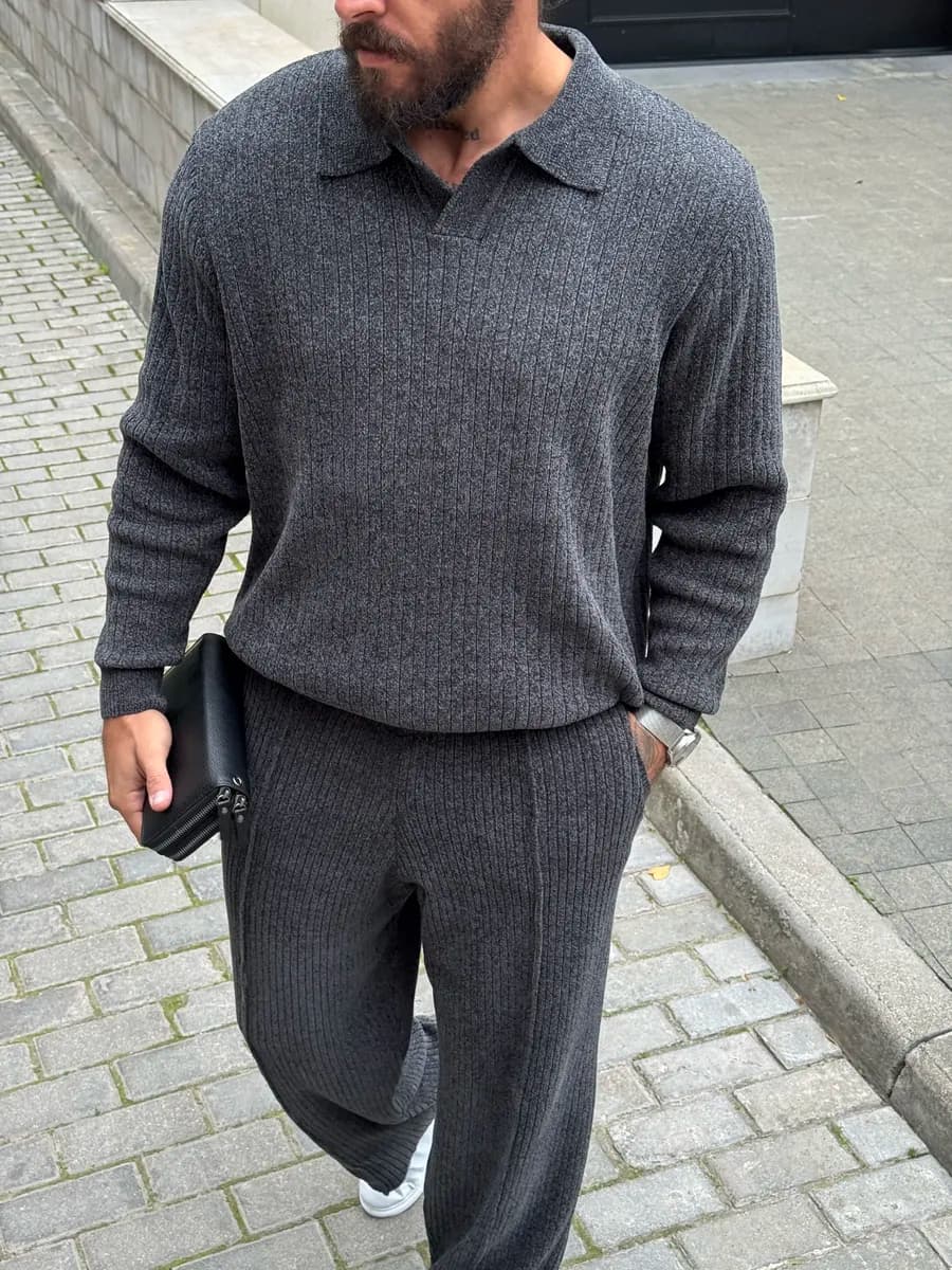 Костюм c воротником Casual с брюками вельветовый