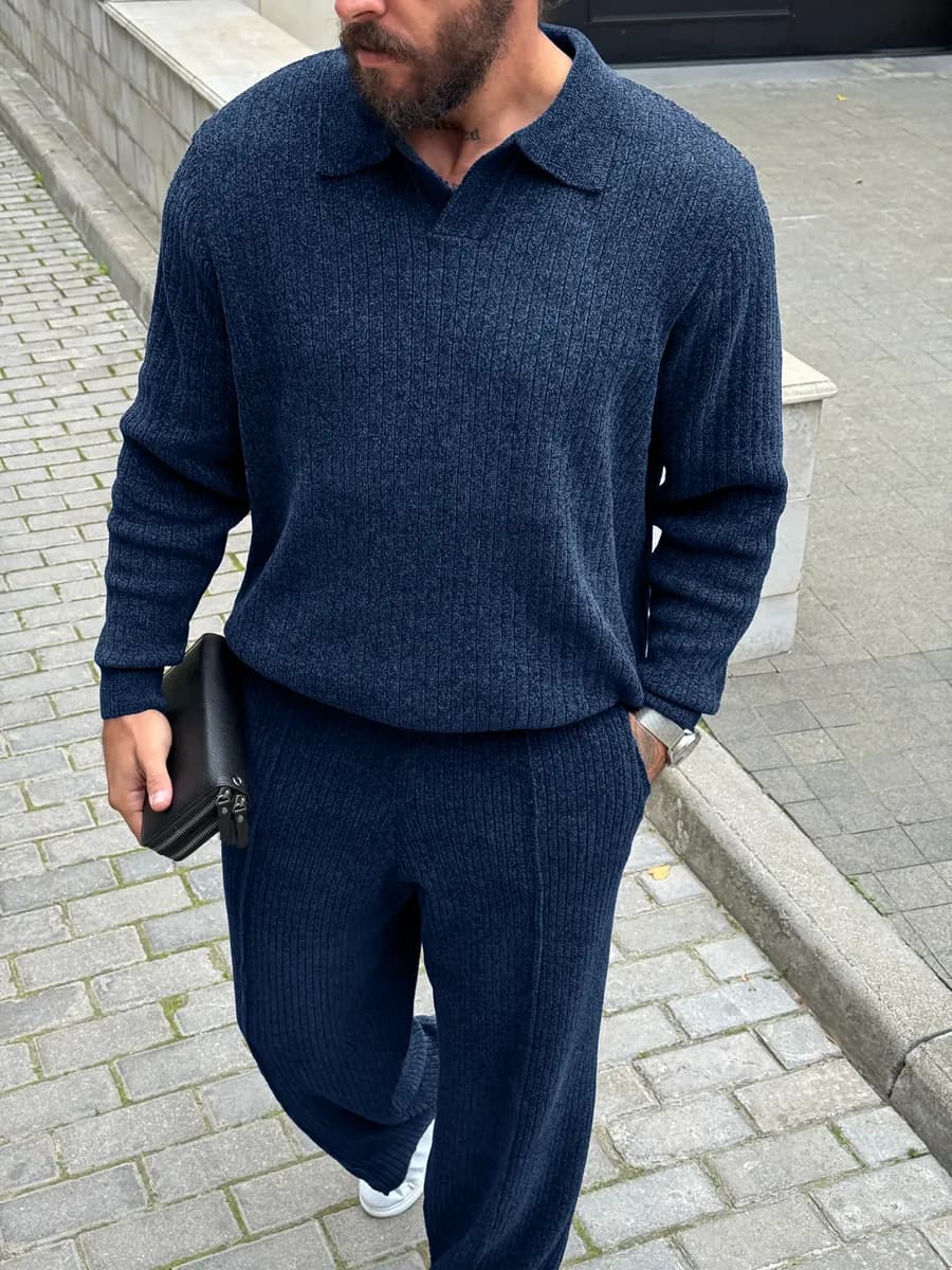 Костюм c воротником Casual с брюками вязаный