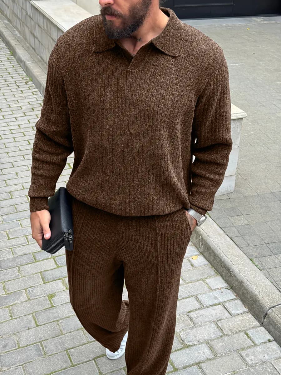 Костюм c воротником Casual с брюками вельветовый