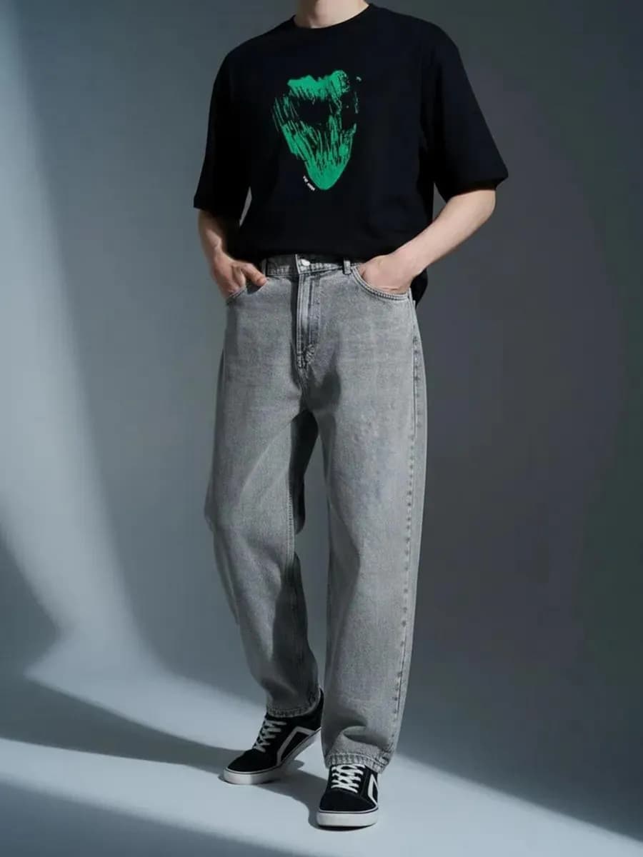 Джинсы багги широкие