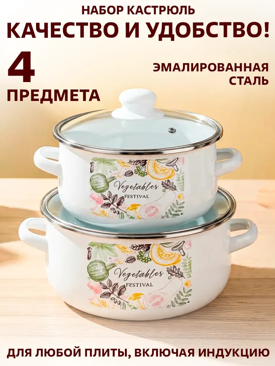 Набор кастрюль со стеклянными крышками