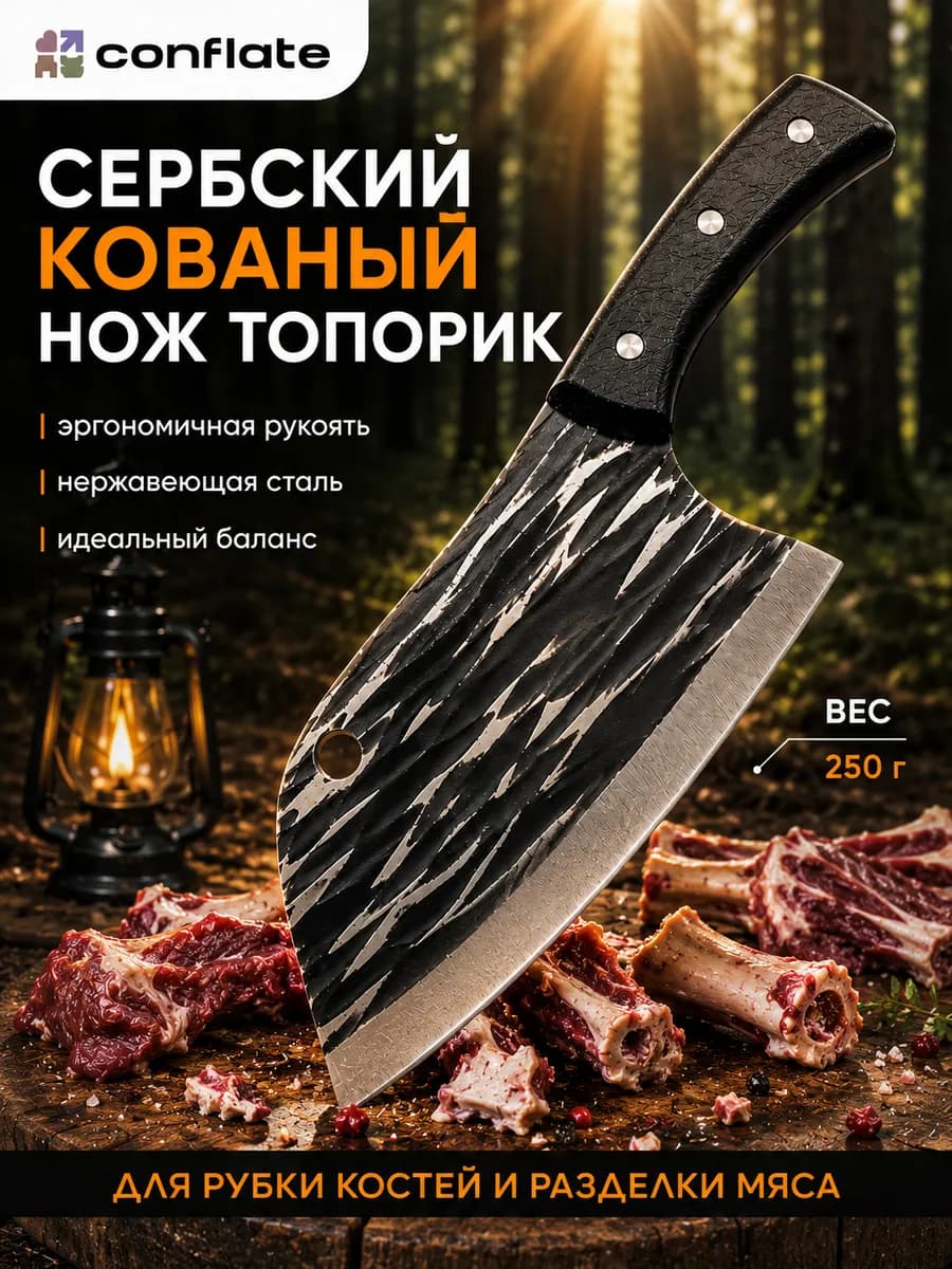 Сербский нож топорик кухонный