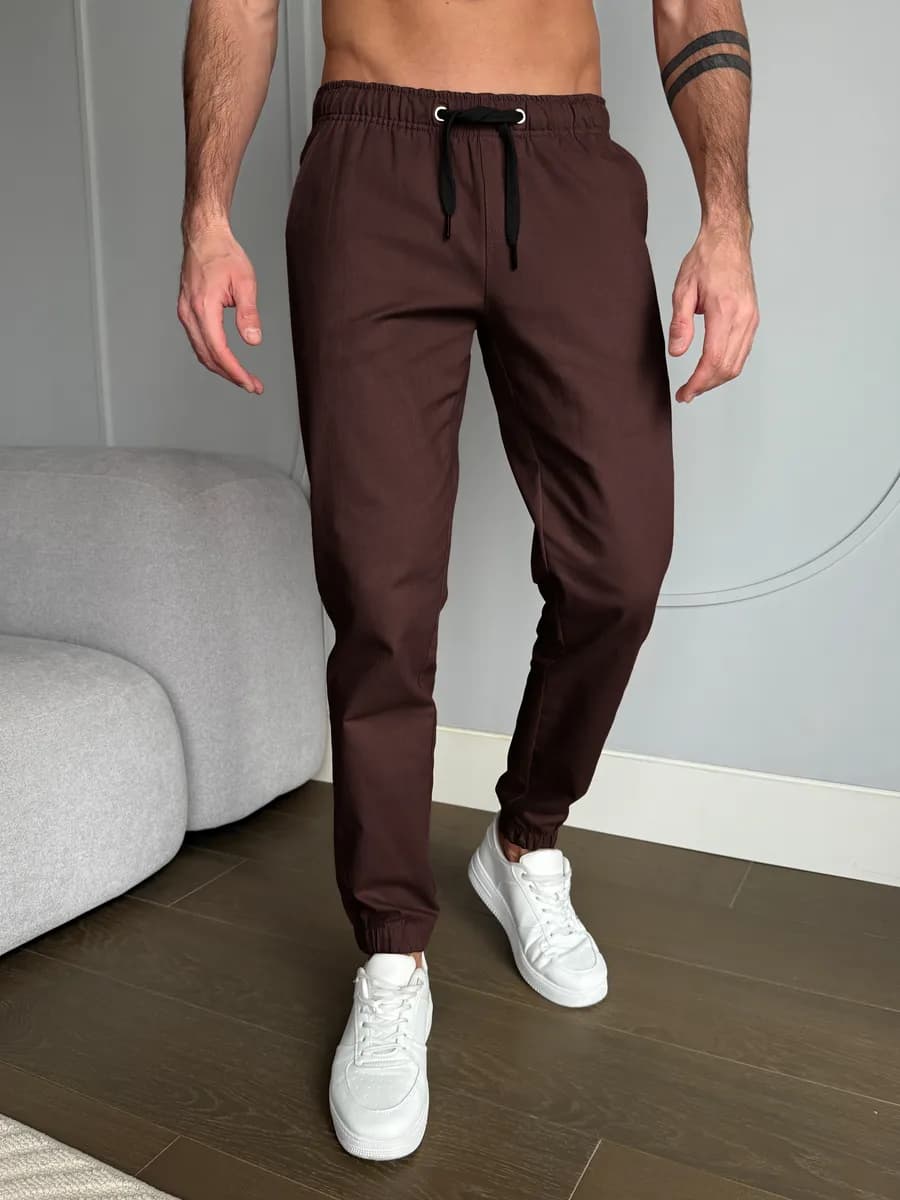 Брюки джоггеры классические коричневые