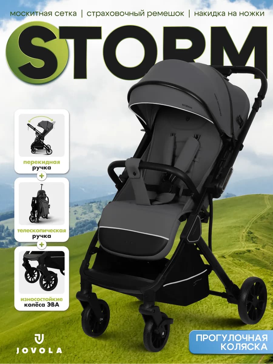 Коляска прогулочная детская Storm с перекидной ручкой