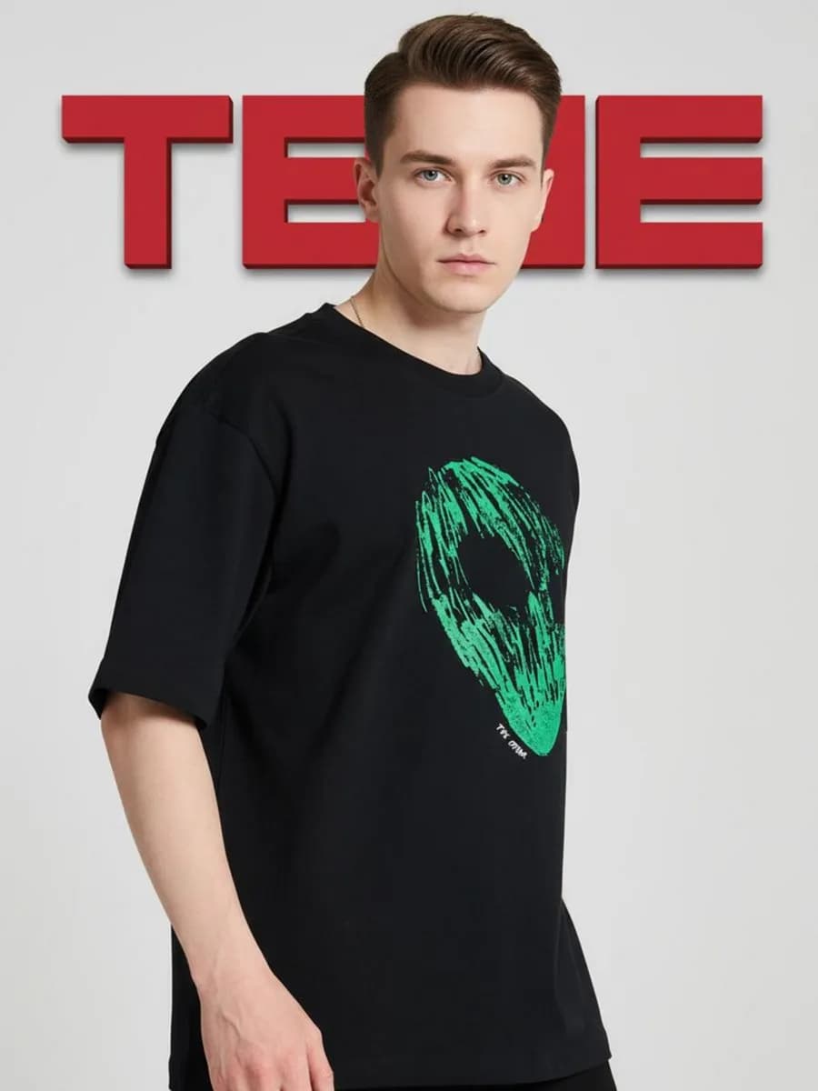 Футболка из хлопка с принтом инопланетянина