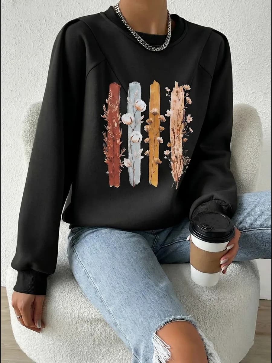 Свитшот с принтом без начеса больших размеров