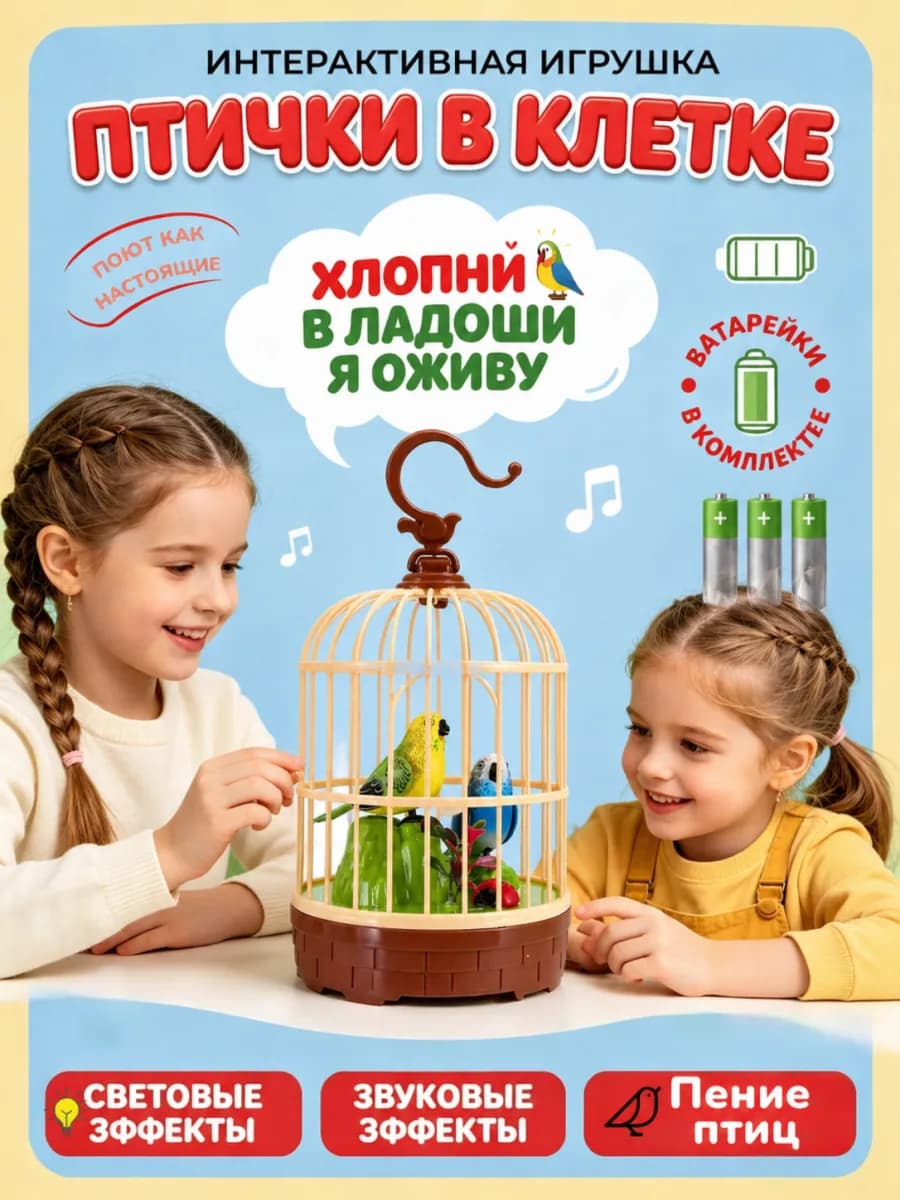 Интерактивная развивающая музыкальная игрушка Попугай