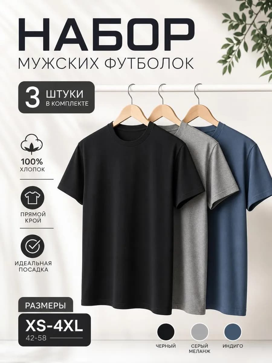Футболка хлопок набор 3 шт