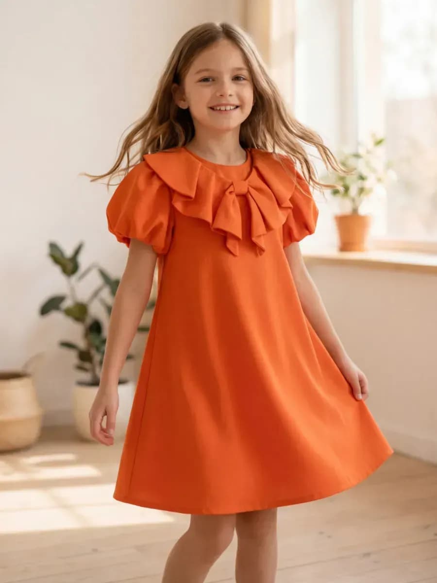 Платье нарядное из льна в садик