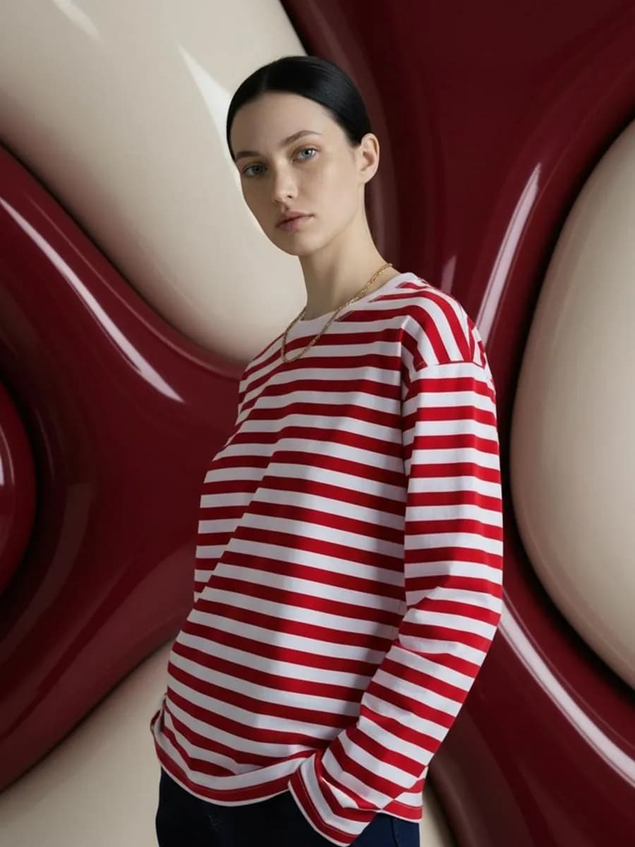 Лонгслив оверсайз в полоску