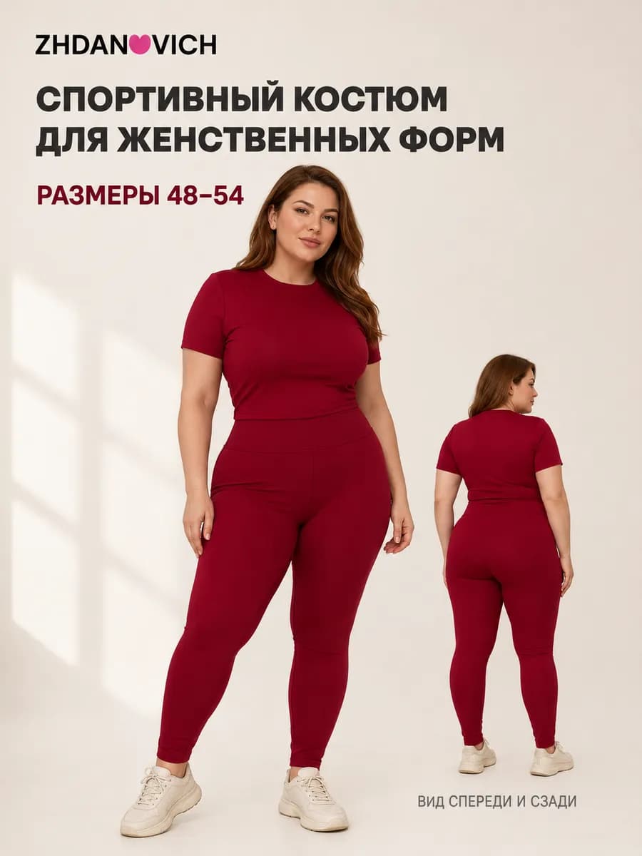 Костюм спортивный для фитнеса футболка и леггинсы