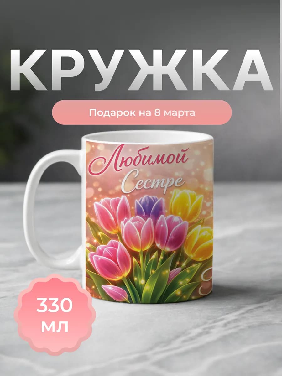 Кружка подарок на 8 марта Сестре