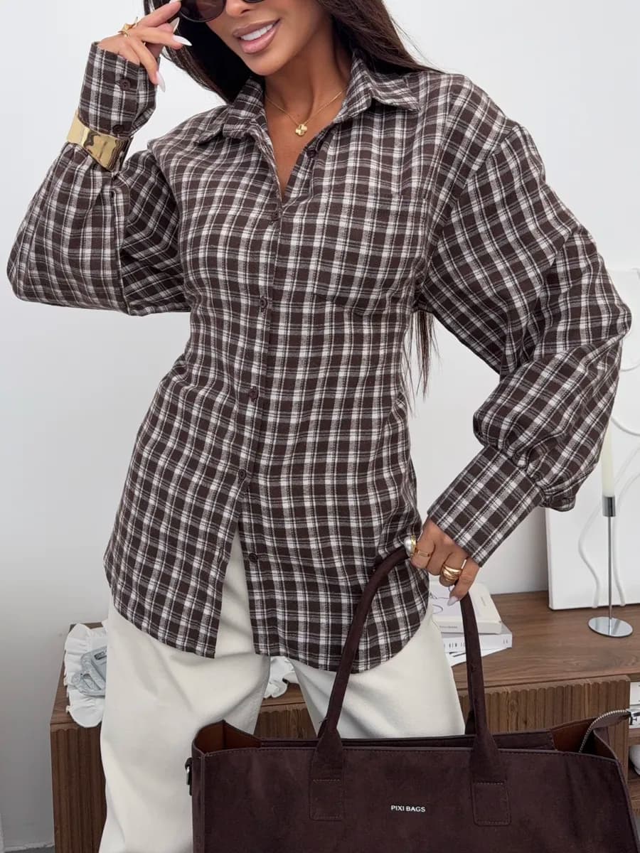 Рубашка в клетку оверсайз приталенная