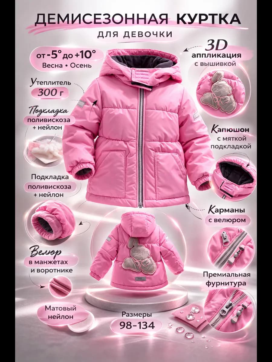 Демисезонная куртка утепленная весенняя с капюшоном