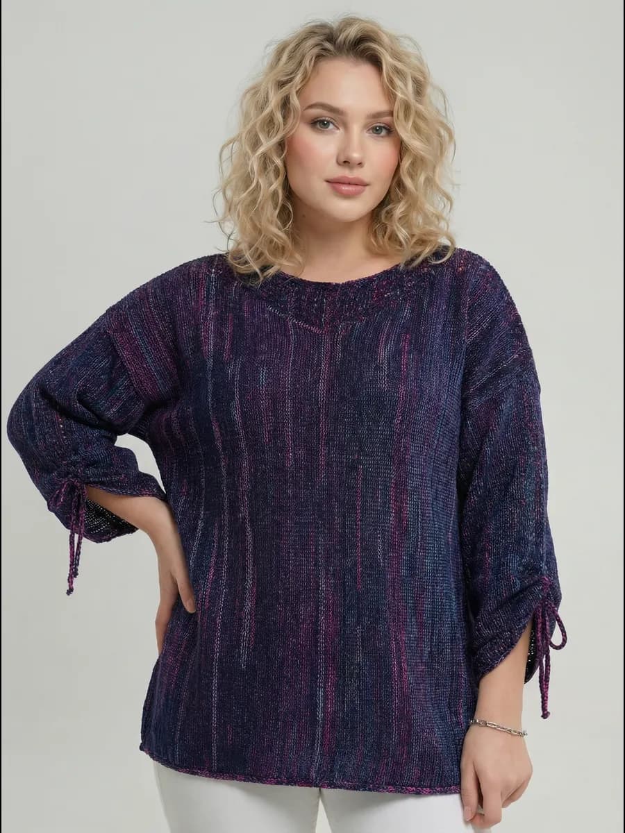 Кофта женская большие размеры джемпер тонкий вязаный