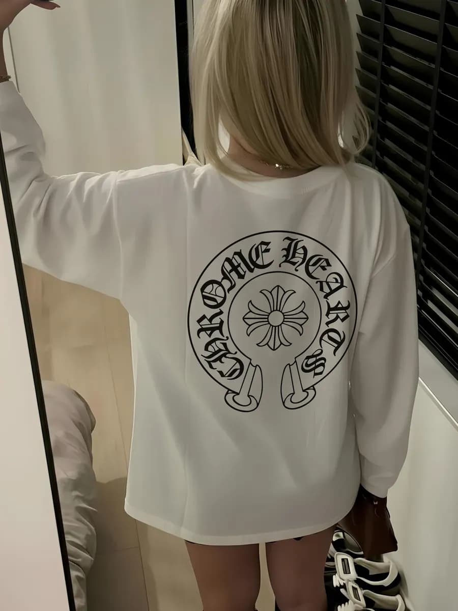 Лонгслив оверсайз с принтом Хром Хартс Chrome Hearts