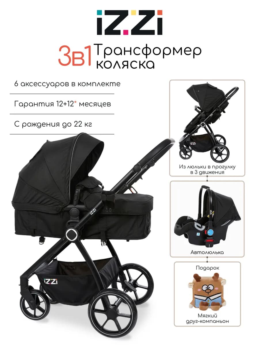 Коляска-трансформер 3в1 с автолюлькой