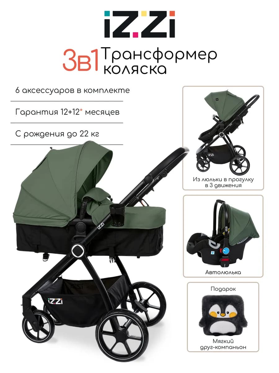 Коляска-трансформер 3в1 с автолюлькой