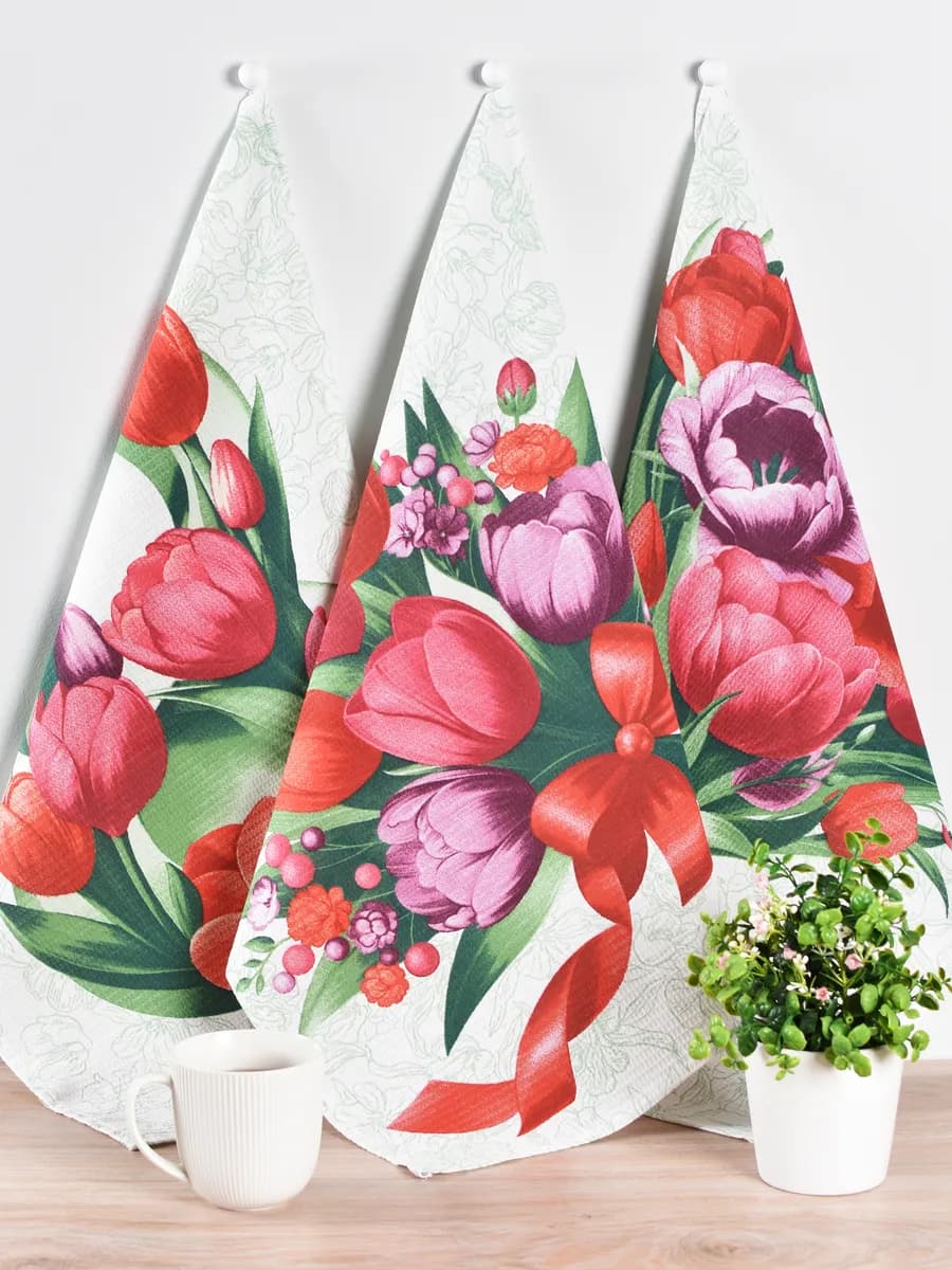 Полотенца кухонные набор 3 шт 60х47 см вафельные