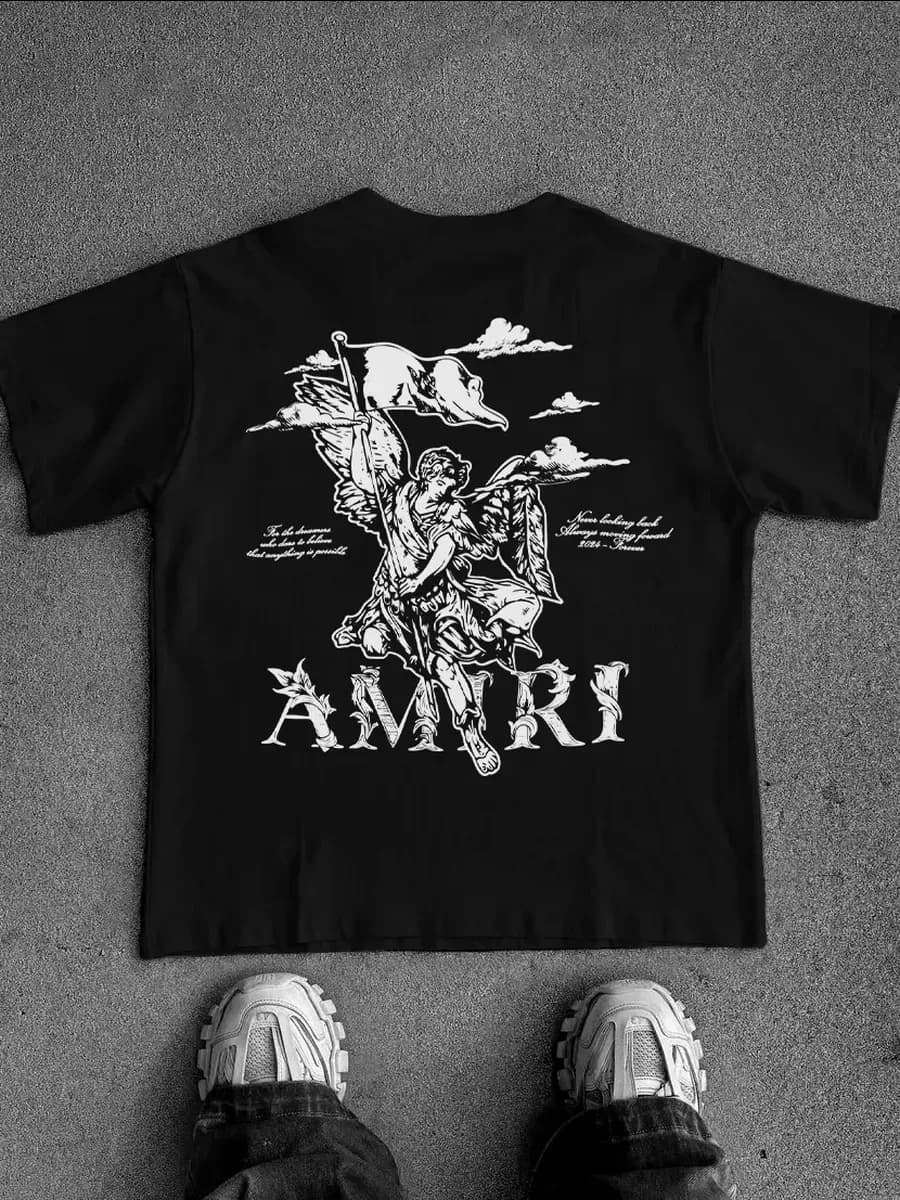 Футболка оверсайз с принтом на спине amiri амири