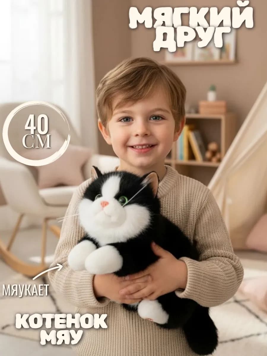 Мягкая игрушка Кот Мяу плюшевый 40 см