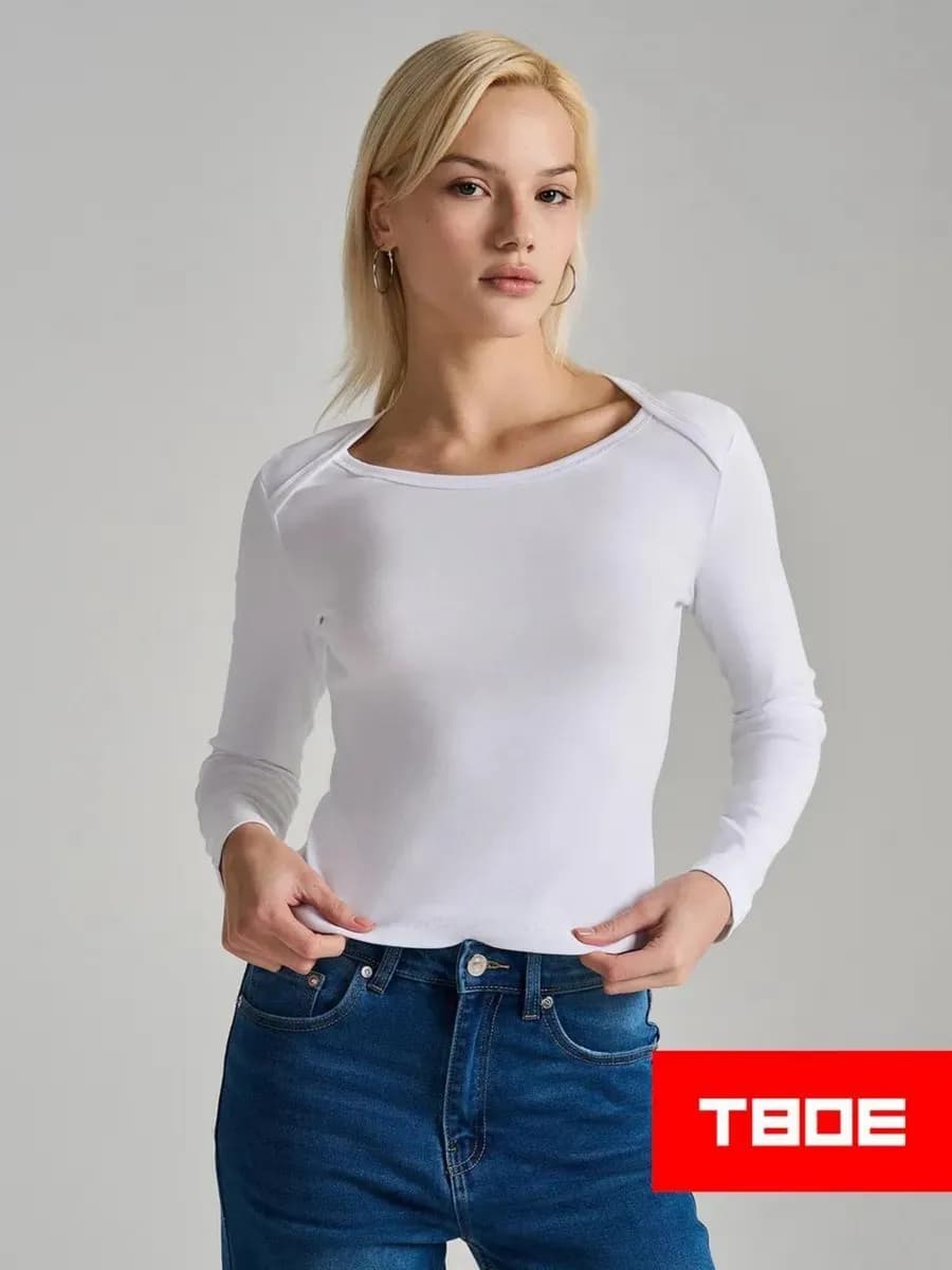 Лонгслив приталенный из хлопка