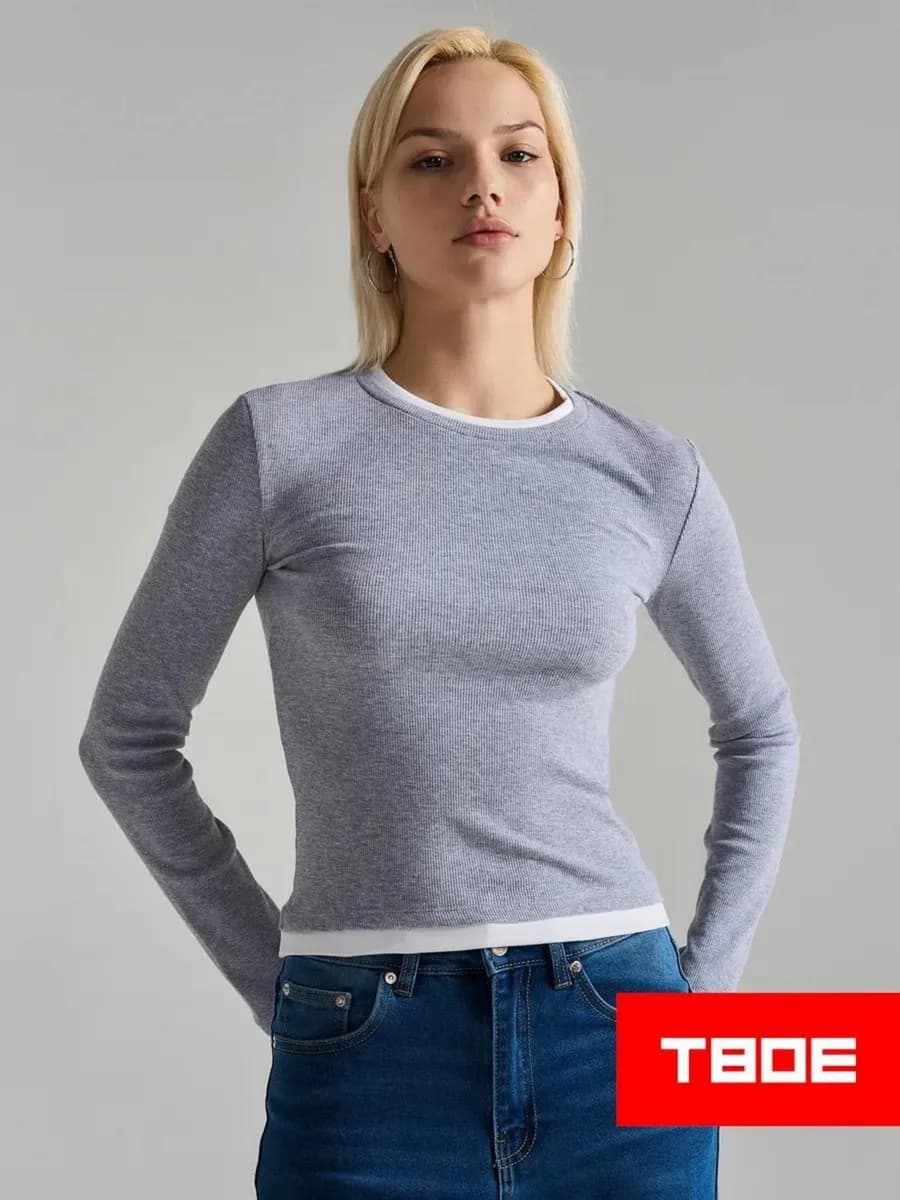 Лонгслив приталенный с длинным рукавом