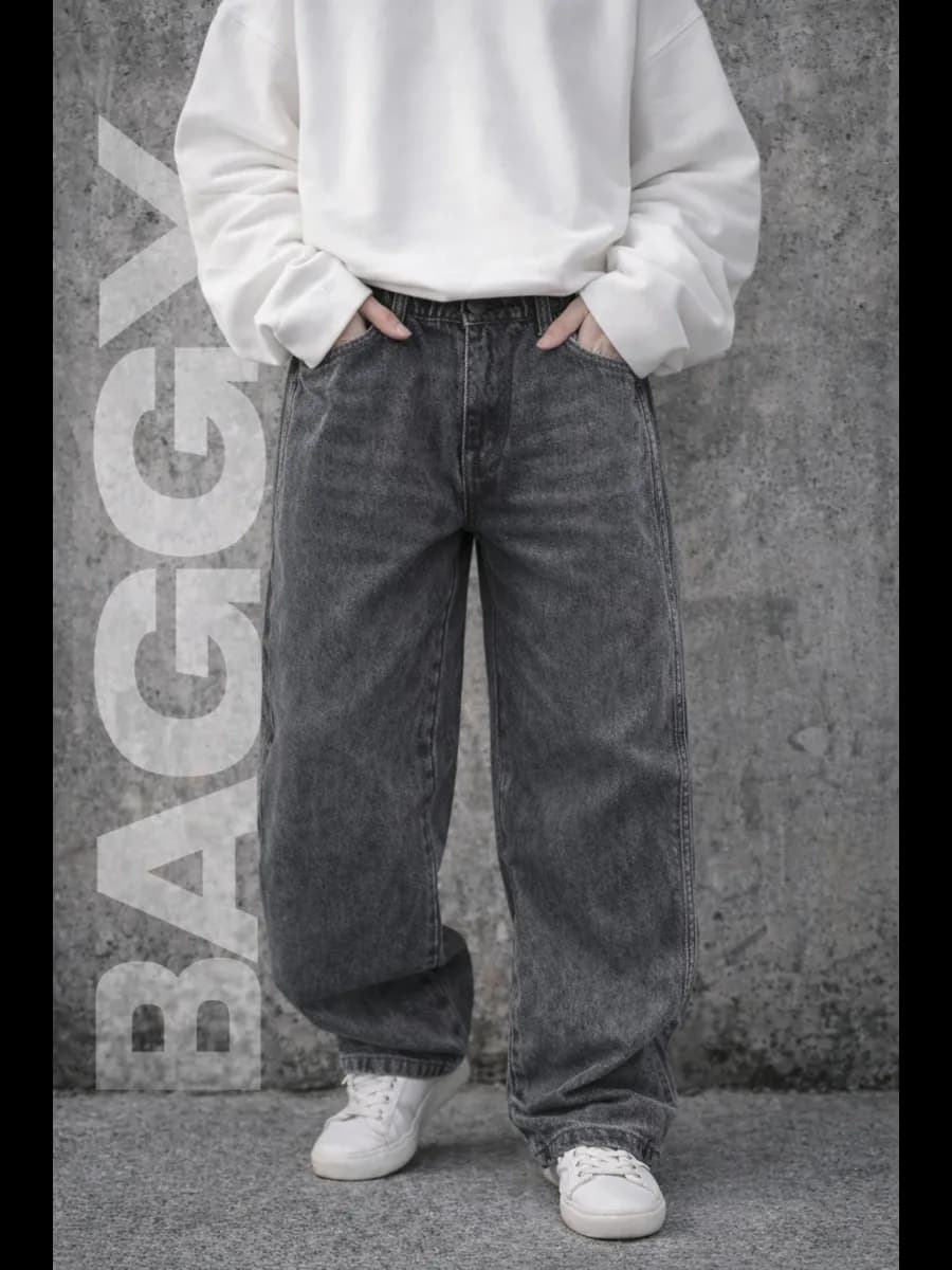 Джинсы багги широкие