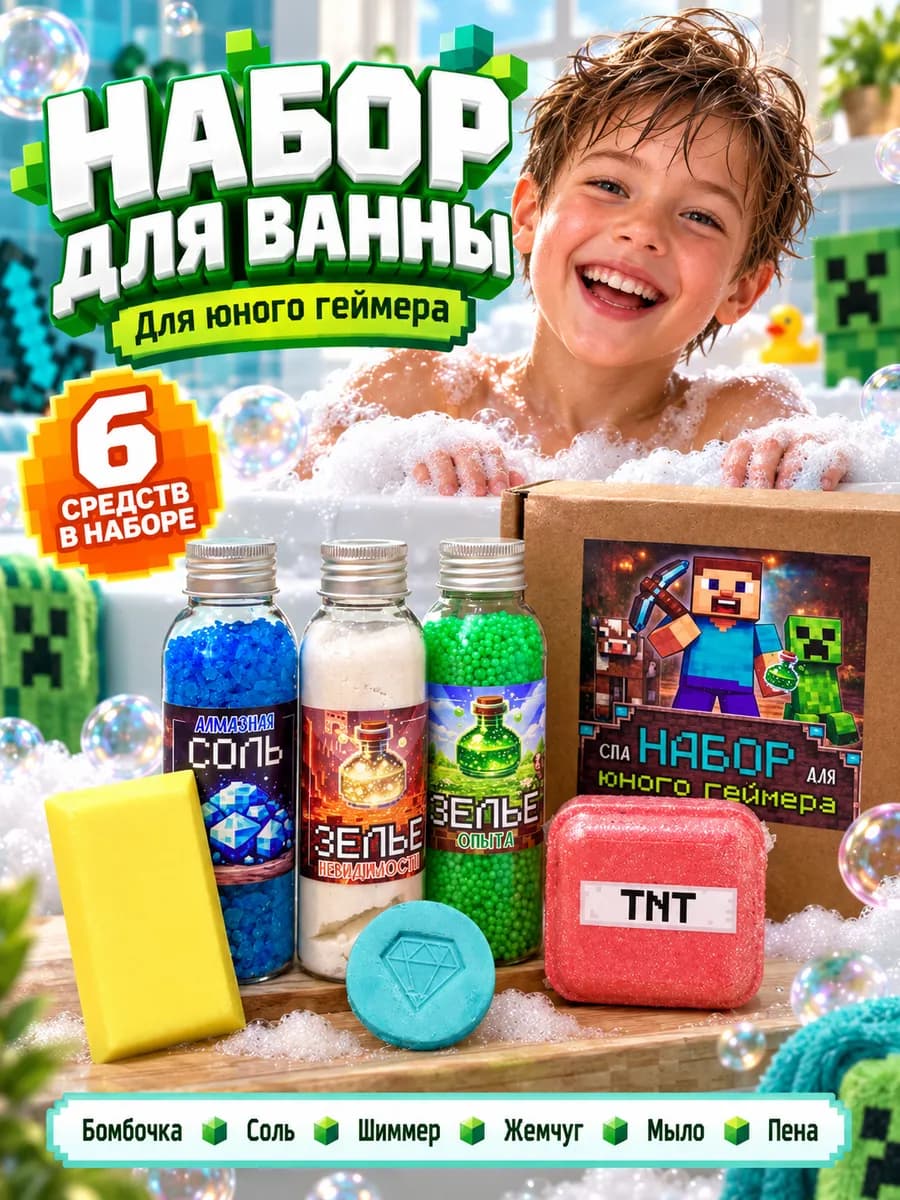 Бомбочки для ванны детские для мальчика майнкрафт