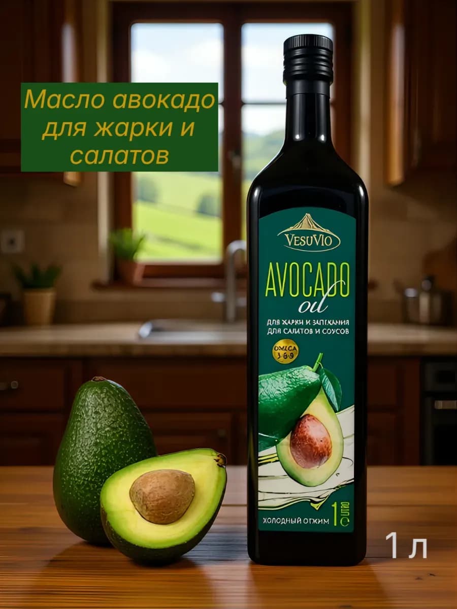 Масло авокадо для жарки и салатов, рафинированное 1л