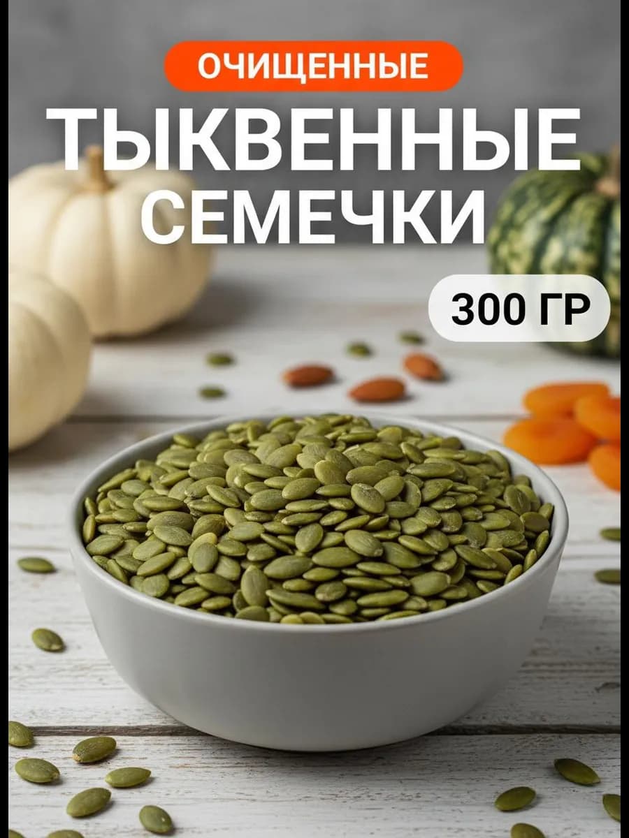 Тыквенные сырые семечки очищенные 300 гр