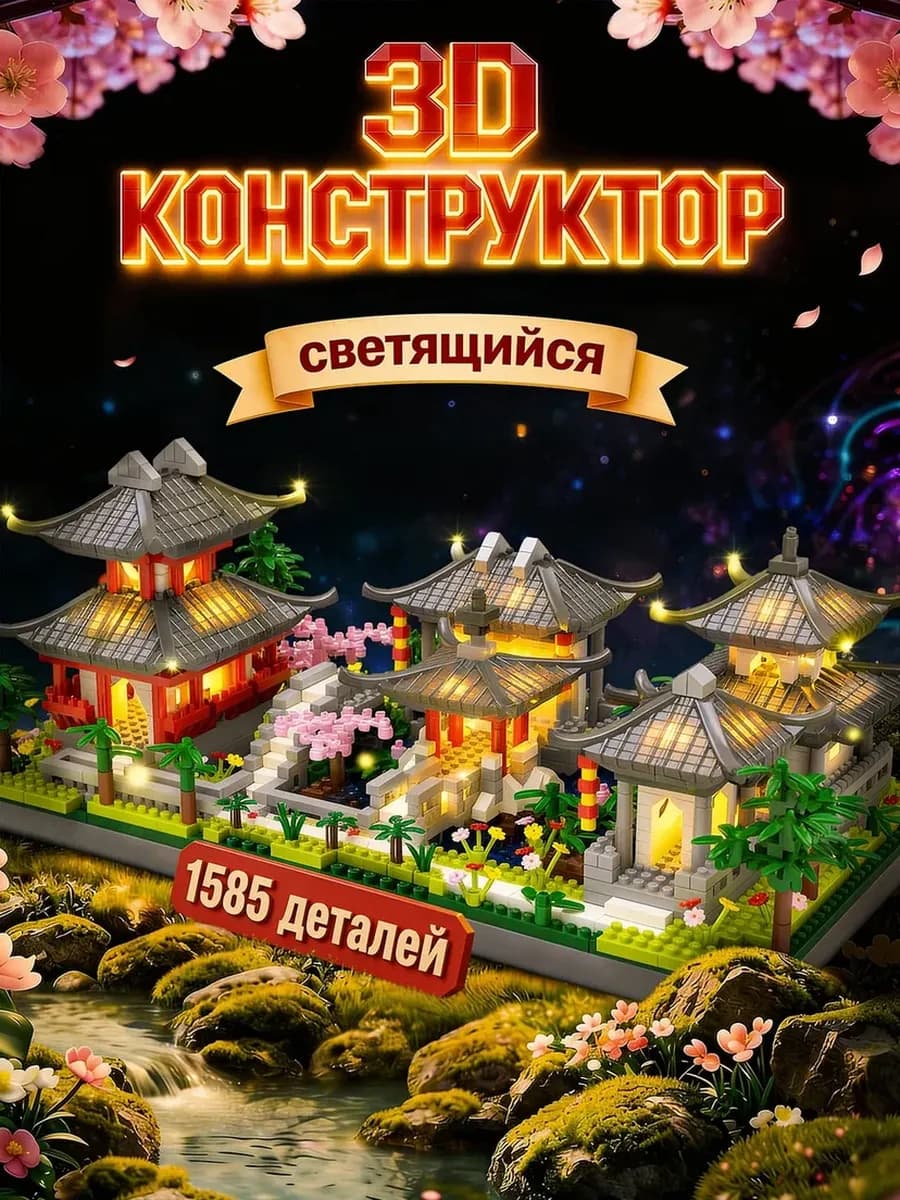 Конструктор 3д Китайский город с подсветкой