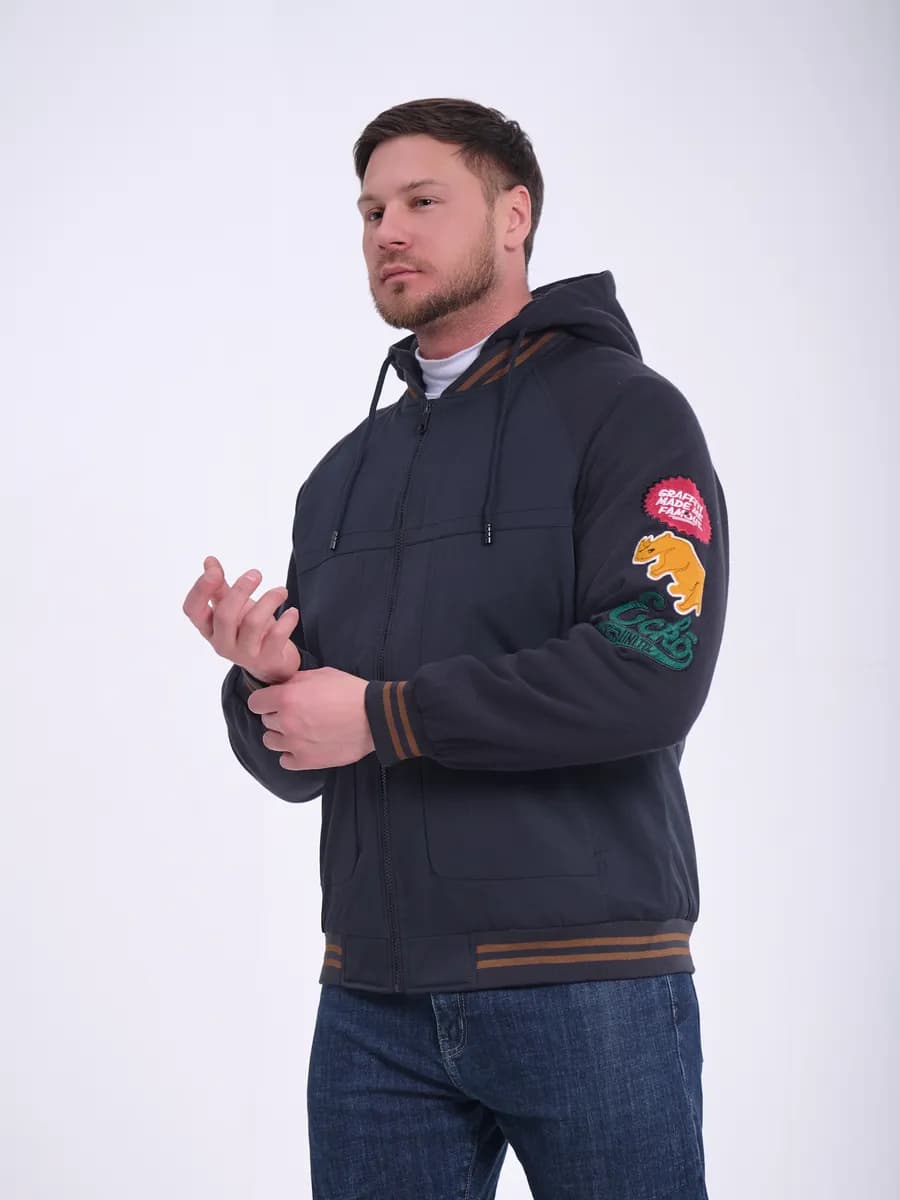 Куртка бомбер утепленная с капюшоном