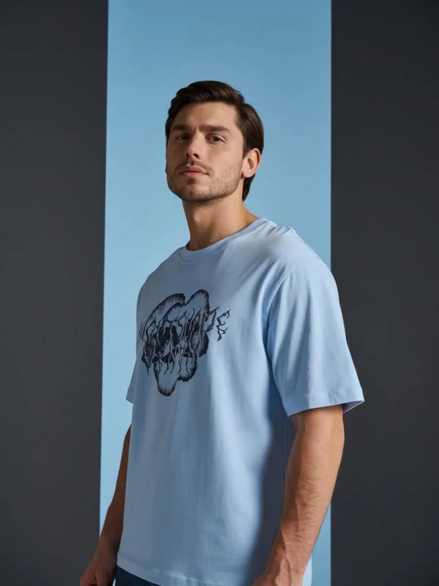 Футболка из хлопка с принтом дрейн