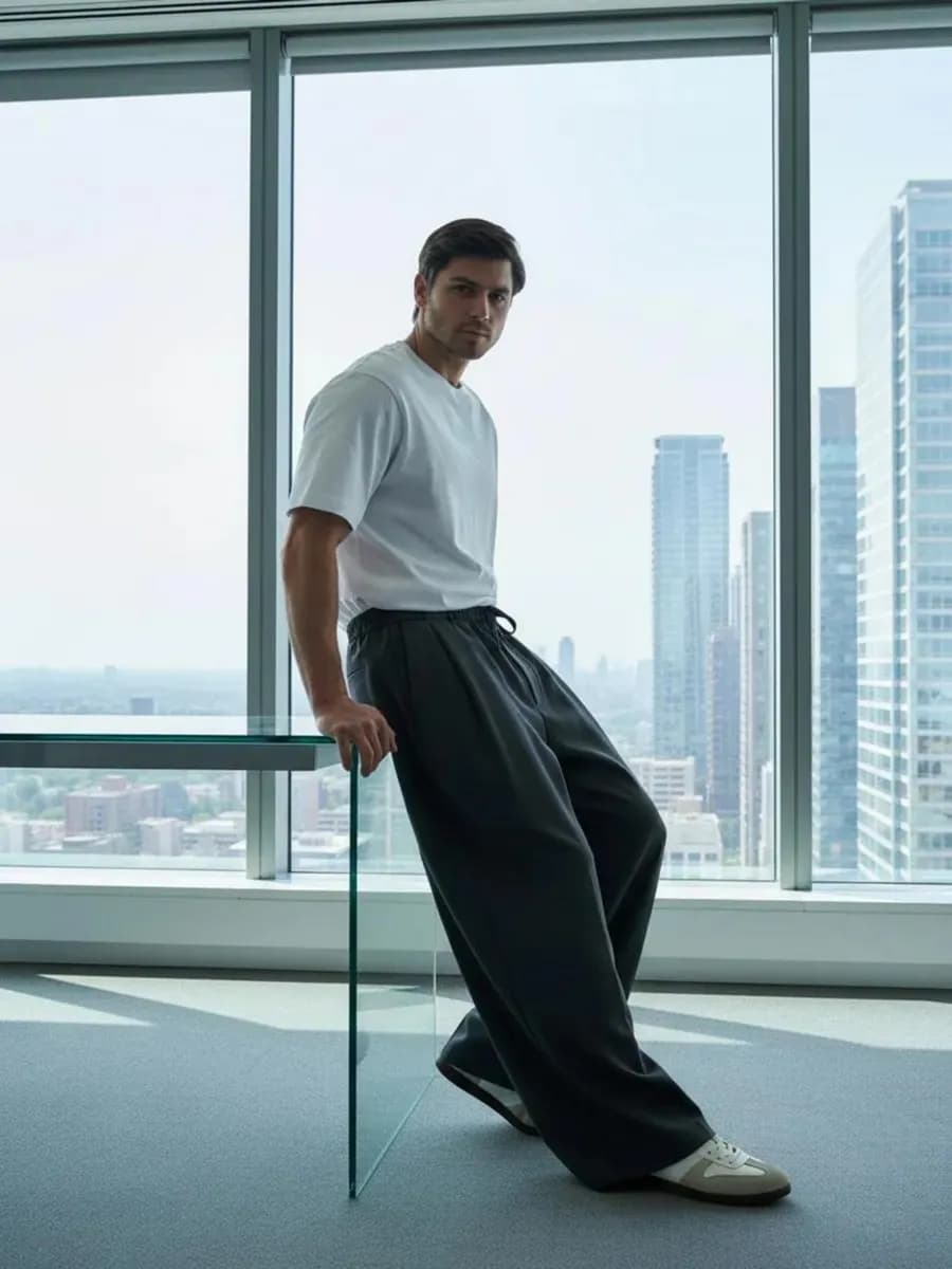 Брюки широкие повседневные