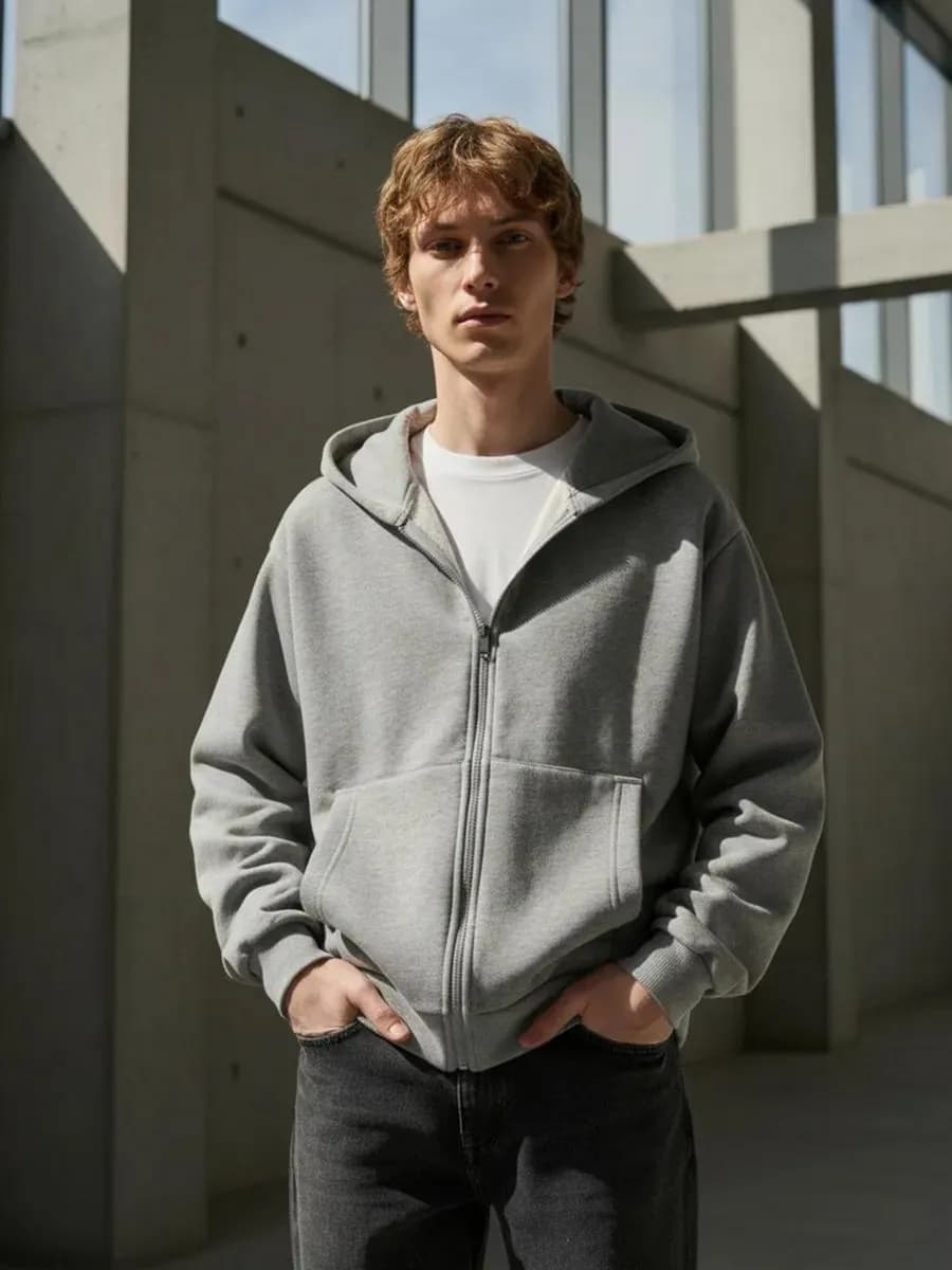 Утепленное zip-hoodie толстовка с начёсом