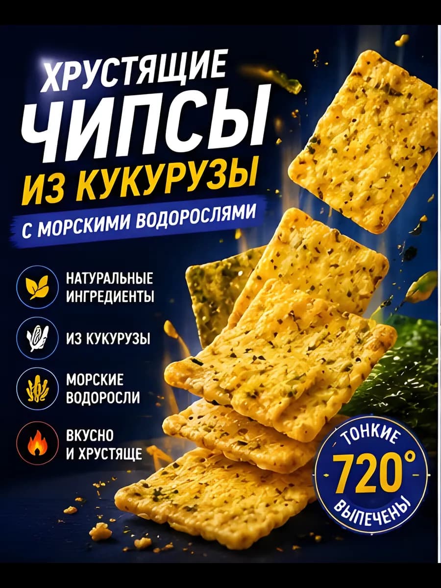 Чипсы кукурузные со вкусом нори, 65 гр